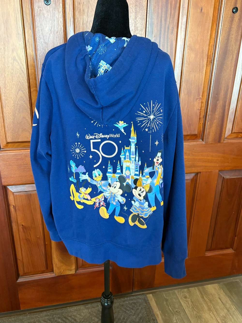 Walt Disney World 50th Anniversary Hoodie Women 2XL Blue Full Zip Long Sleeve